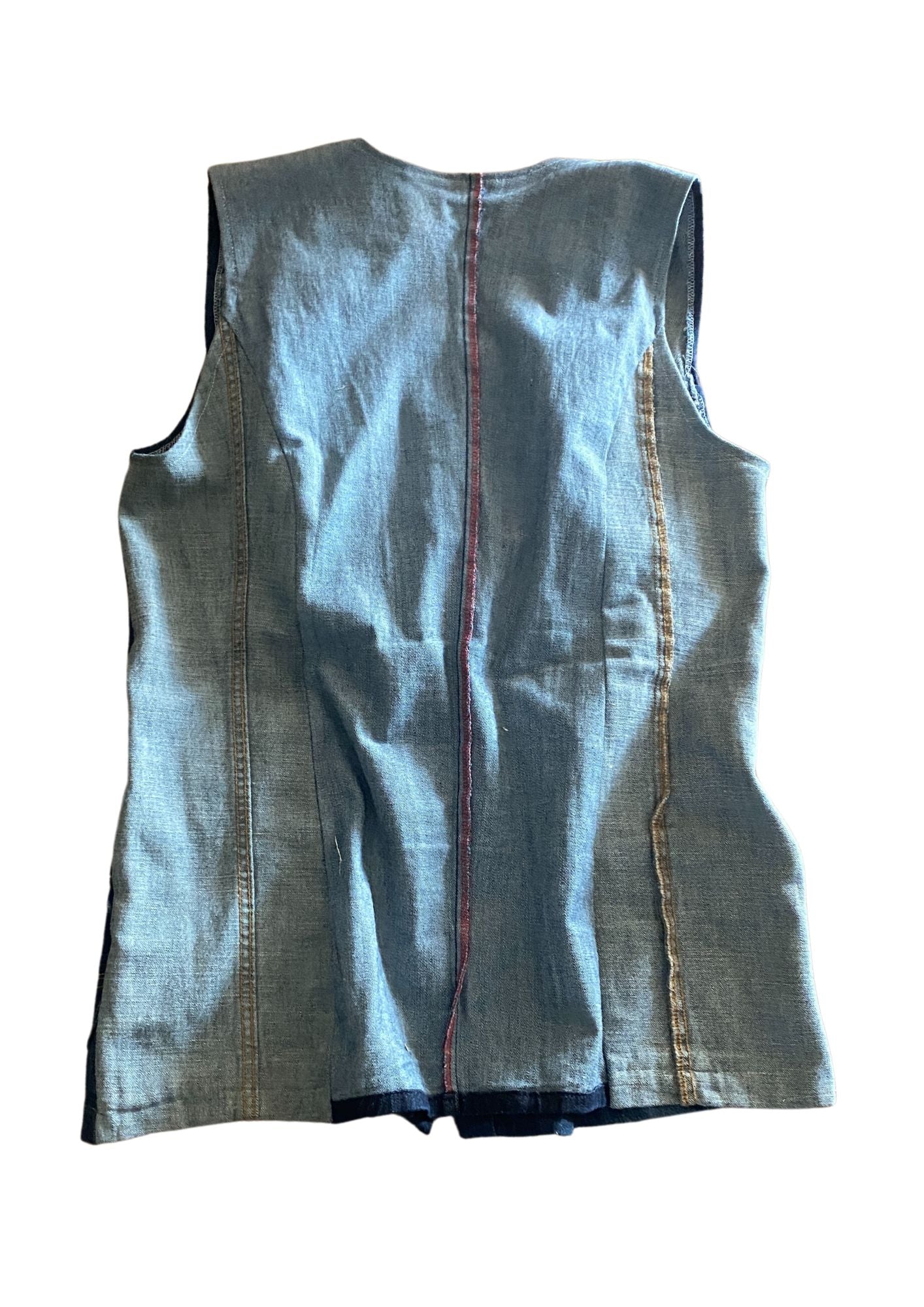 Upcycle Denim Tunic Vest /Two-Way Zipper